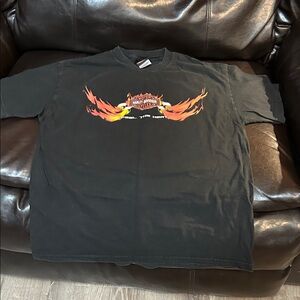 Vintage Buffalo NY Harley-Davidson Black Tee with Flaming Graphic